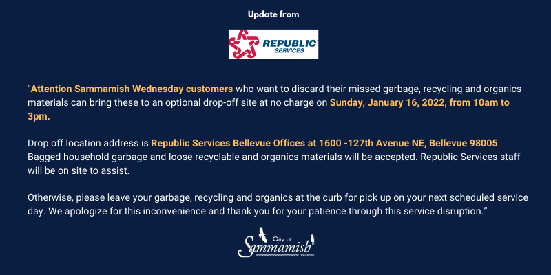 Notice: update from Republic Services